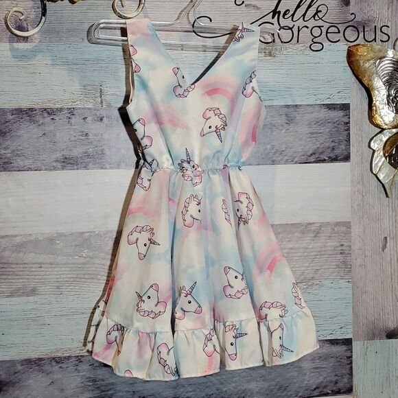 Handmade Unicorn Pastel Tie-Dye Clouds Sleeveless Dress 2T?? - Picture 1 of 5